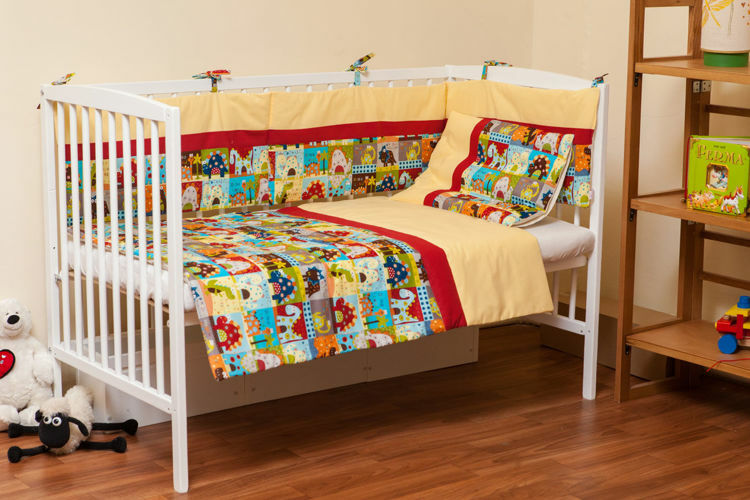 Imagine Lenjerie patut bebe cu galben 3 piese "Dinozauri" 60 x 120 cm