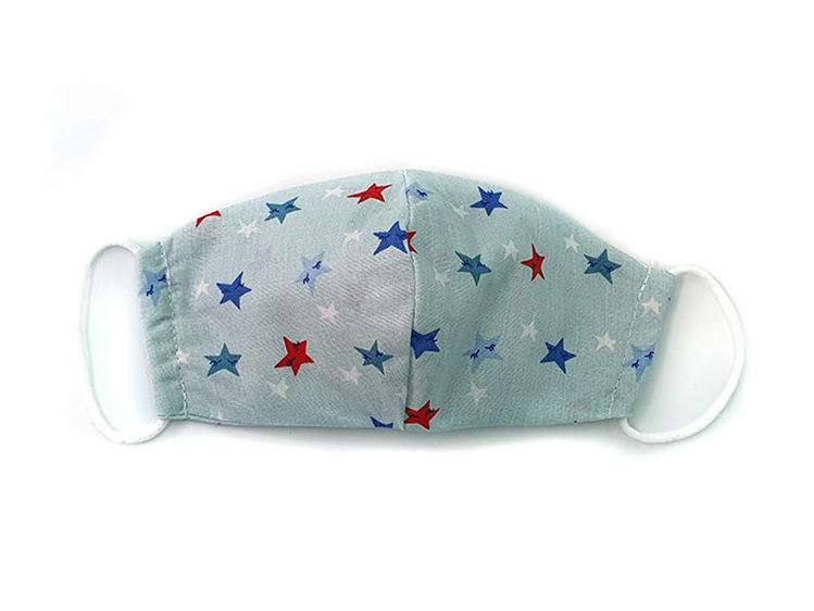 Poza cu Masca faciala pentru copii din bumbac reutilizabila 2 straturi albastra cu stelute