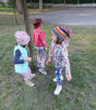 Poza cu Caciula copii Red Abstract 3-5 ani, cu bordura, in strat dublu, din bumbac