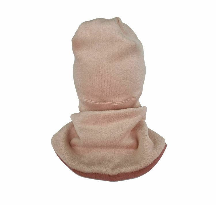 Poza cu Set caciula cu protectie gat Fleece Pink pentru copii 3-5 ani, din bumbac
