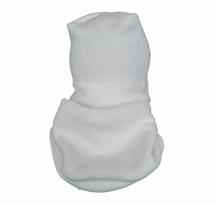 Poza cu Set caciula cu protectie gat Fleece Alb pentru copii 3-6 luni, din bumbac