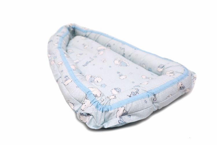 Imagine Baby Nest Ursuletul Martinica albastru - culcus bebelus pentru dormit, reversibil, multifunctional 100 x 60 cm