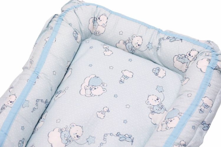 Imagine Baby Nest Ursuletul Martinica albastru - culcus bebelus pentru dormit, reversibil, multifunctional 100 x 60 cm