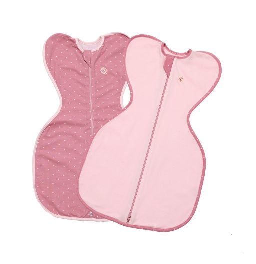 Imagine Set 2 saci de dormit nou-nascut Swaddle First Sleep Sweet Star & Blush Pink, tog 0.5