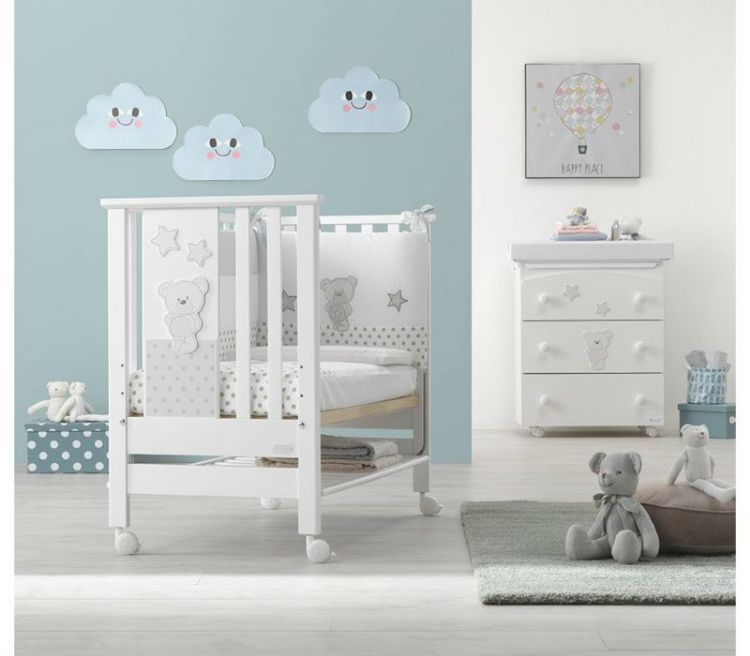 Imagine Patut co-sleeping Contact  Art Azzurra Design, alb, cu saltea si suport antireflux