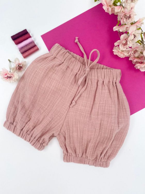 Imagine Pantaloni bufanti de vara pentru copii, din muselina, Candy Pink