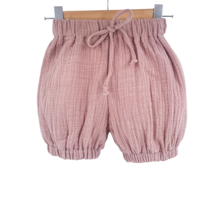 Imagine Pantaloni bufanti de vara pentru copii, din muselina, Candy Pink