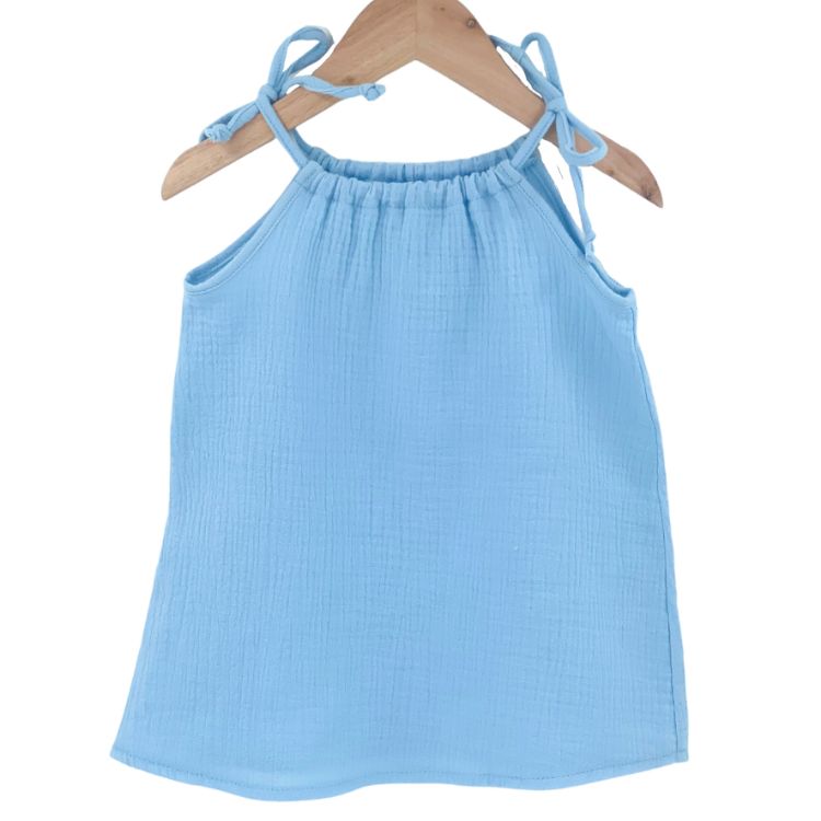 Imagine Top cu snur pentru copii, din muselina, Bluebird