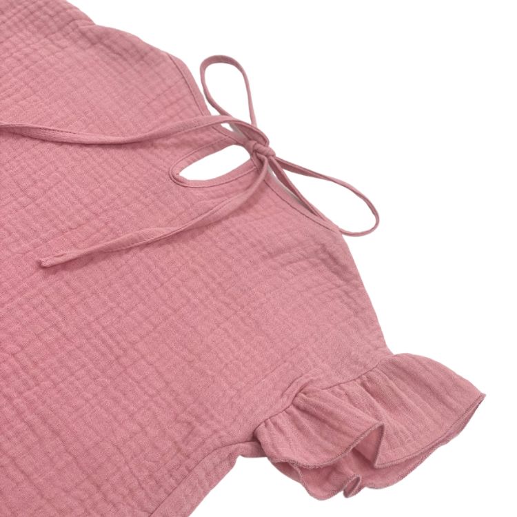 Imagine Tricou cu volanase la maneci pentru copii, din muselina, Blushing Pink 