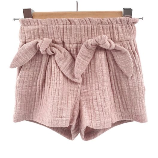 Imagine Pantaloni scurti pentru copii, din muselina, cu talie lata, Candy Pink