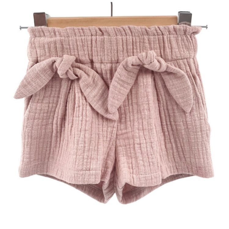 Imagine Pantaloni scurti pentru copii, din muselina, cu talie lata, Candy Pink