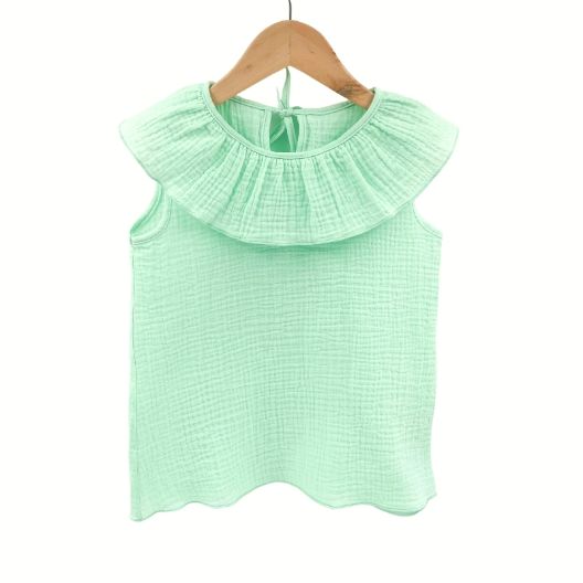 Imagine Tricou cu volanase pentru copii, din muselina, Minty