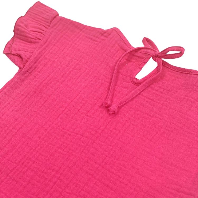 Imagine Tricou cu volanase la maneci pentru copii, din muselina, Pink Pop